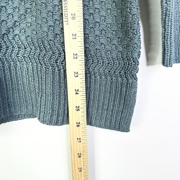 Loft Sweater Women M Sage Green 100% Cotton Textured Crewneck Cottagecore NWOT - Picture 8 of 9